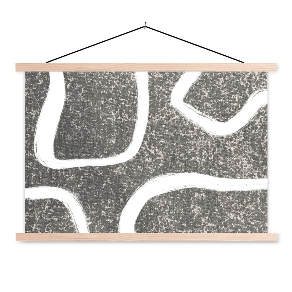 MuchoWow Textilposter Abstrakt - Minimalismus - Design 120x80 cm mit holzfarbenen Rahmen - Aufhängeset