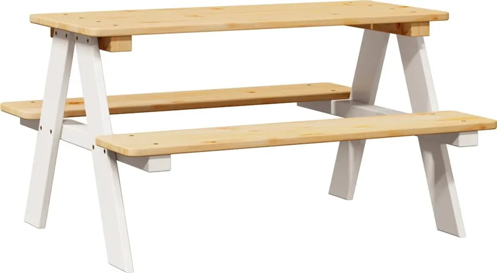 Offerta Tavolo Bambini IRUN Bianco Legno Massiccio 90x79x50 cm