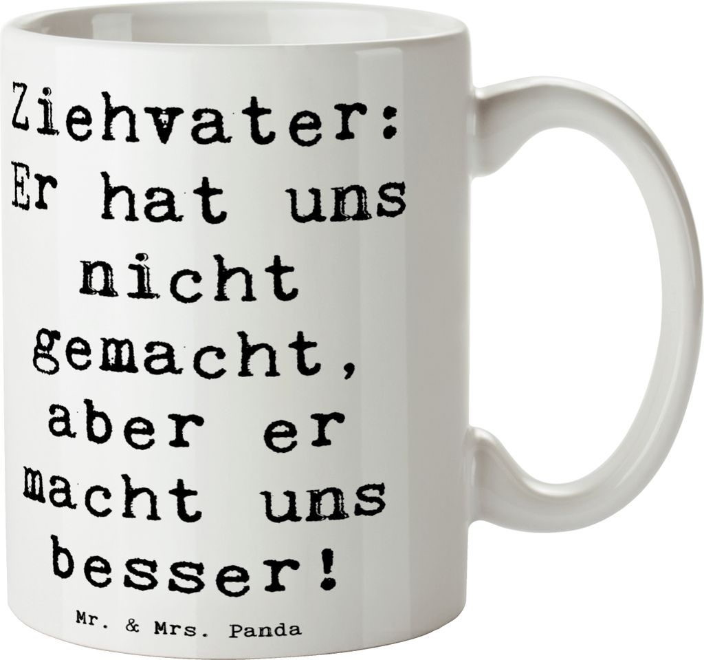 Mr. & Mrs. Panda Keramiktasse Spruch Ziehvater Liebe - Weiß - Geschenk, Teebecher, Erzieher, Familienleben, Eltern, Tasse, Stiefvater, Familie, Te...