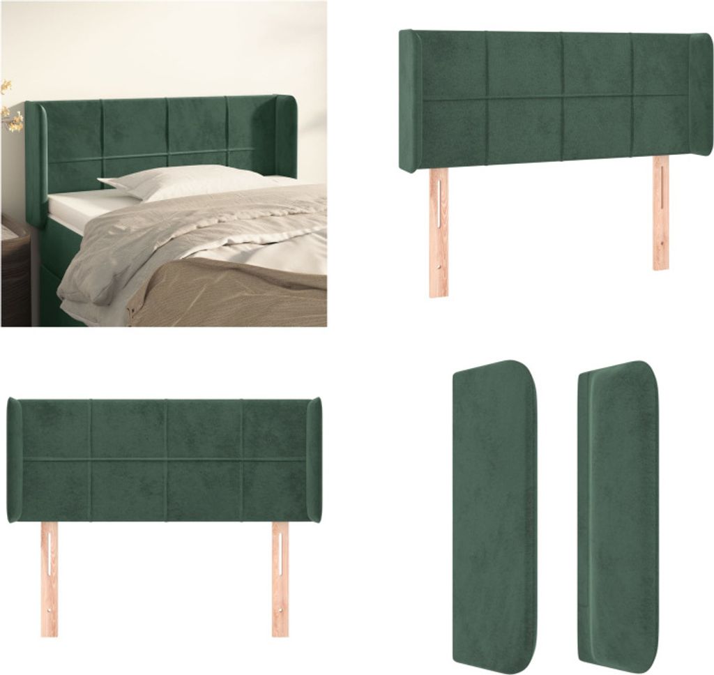 vidaXL Kopfteil mit Ohren Dunkelgrün 83x16x78/88 cm Samt - Kopfteil - Kopfteile - Bett-Kopfteil - Bettkopfteil