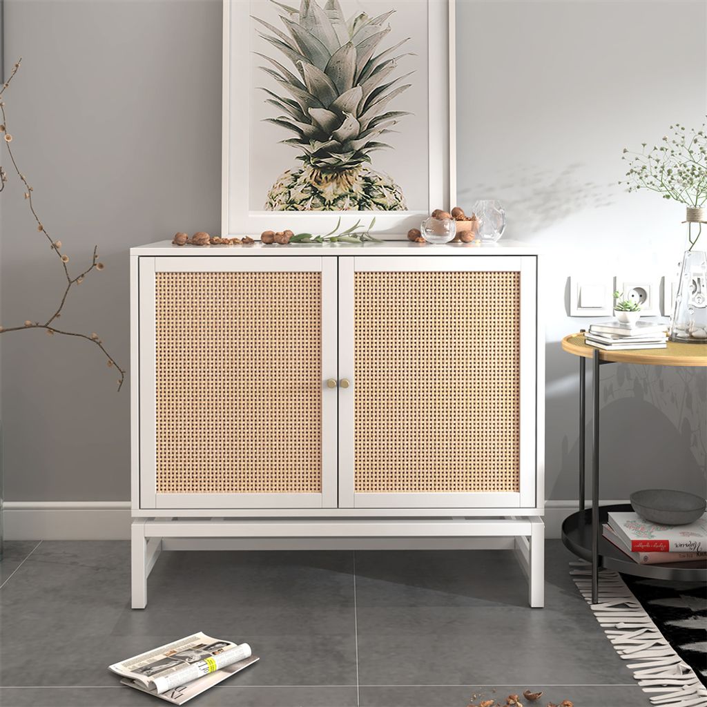 Hängendes Design, Schrank mit natürlichen Rattanelementen, Sideboard Hängendes Design, Schrank mit natürlichen Rattanelementen