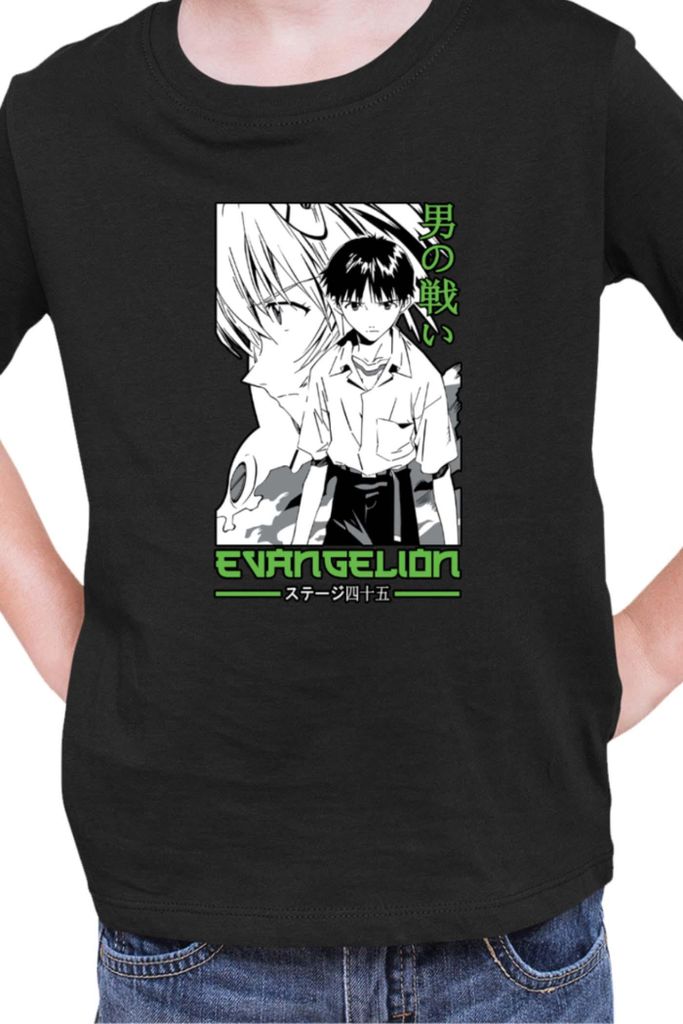 Kinder T-Shirt Manga Japan Anime Comics Animation Neon Anime Genesis Manga Evangelion Ikari 40, 12-13 Jahr - 152 / Schwarz