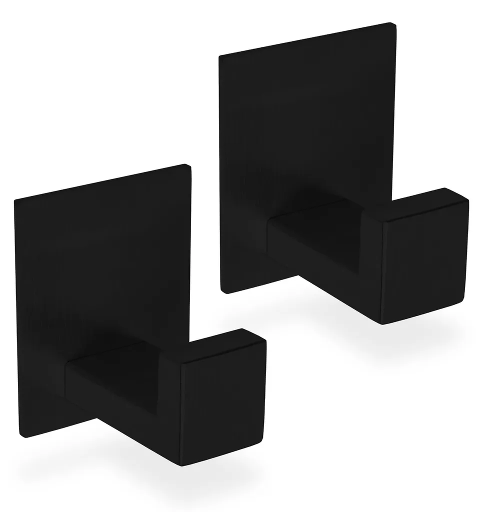 Porte-serviettes mural adhésif en inox noir pour salle de bain et cuisine