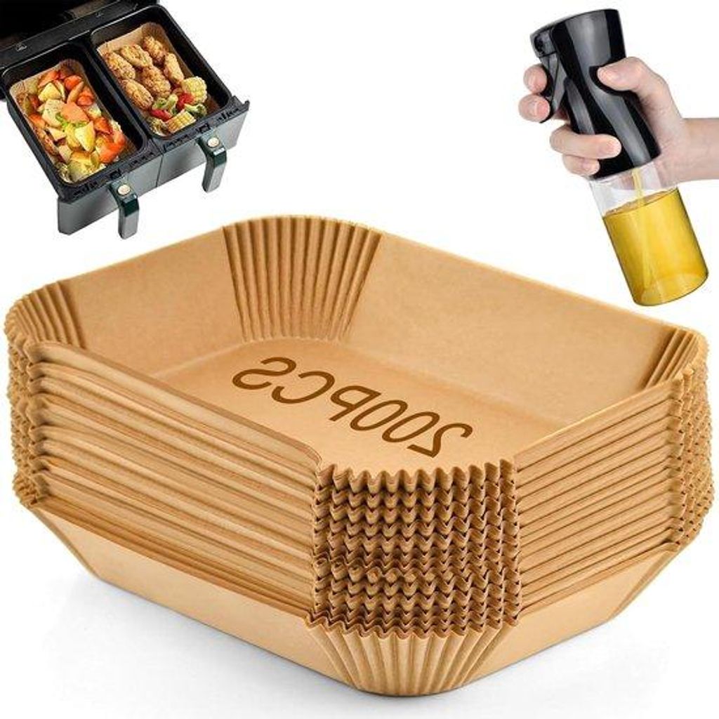 200 Stück Backpapier für Luftfritteuse - Doppelzugang - 22 x 14 cm - Accessoires für Fritteuse