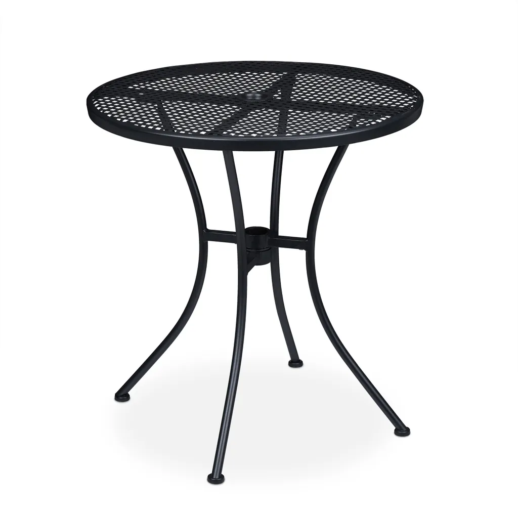 Tavolo Esterno Rotondo 72cm Nero Relaxdays - Design Moderno in Acciaio - 9