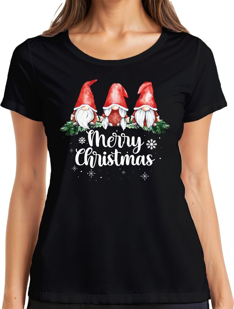 Merry Christmas Weihnachtswichtel Gnome Schweden - Weihnachten Weihnachtsgeschenk Christmas Damen T-Shirt, Schwarz, S