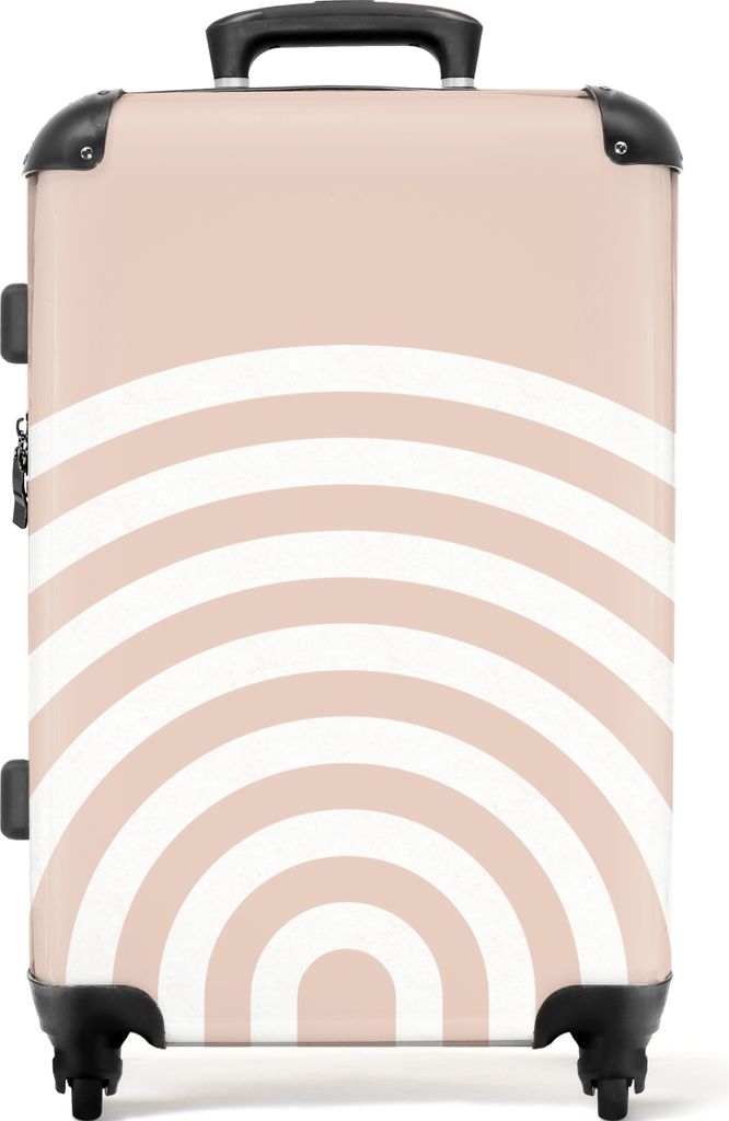 NoBoringSuitcases.com Großer Koffer - Abstrakt - Kunst - Regenbogen - Weiß - Rosa - Kombinationsschloss TSA - Hartschalen Trolley 4 Rollen - 72...