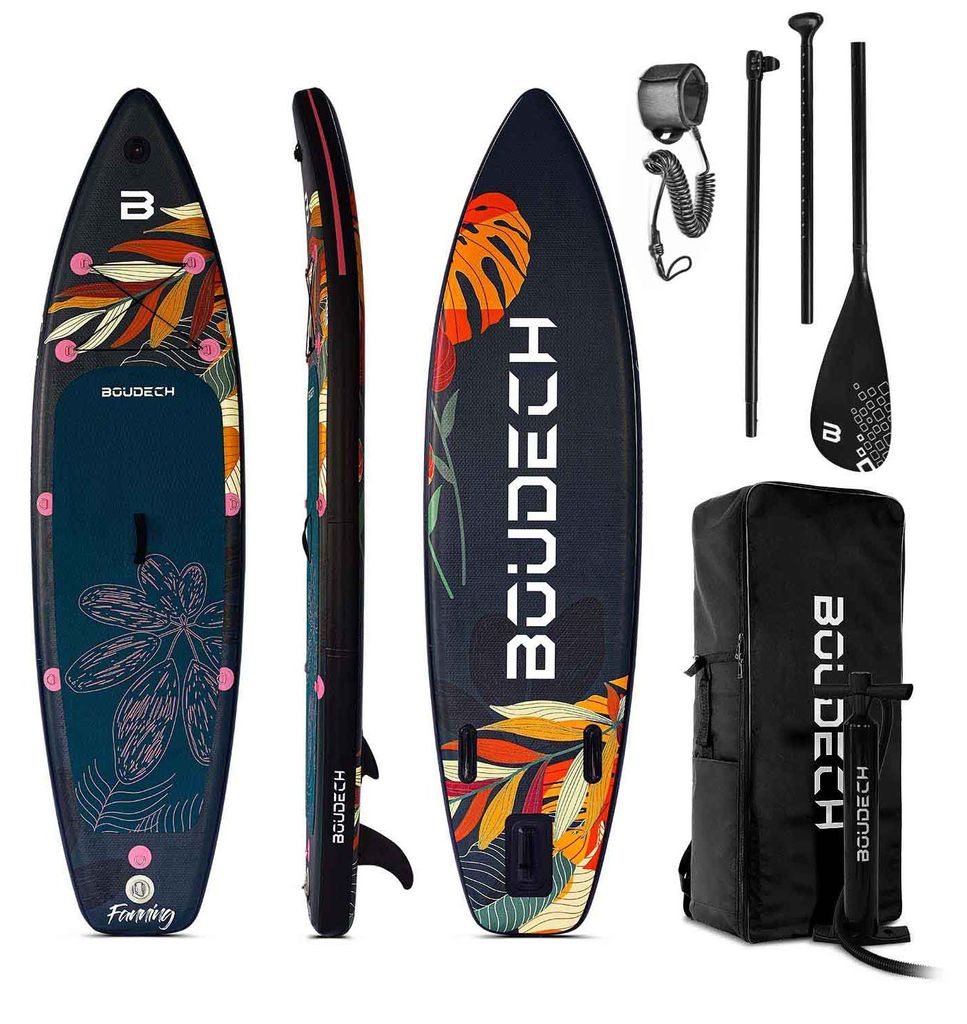 Stand Up Paddle Board Flatwater/Touring - Aufblasbares SUP Board 300X75X15 cm mit verstellbarem Paddel, Knøchelriemen, Inflator, Reparaturset und ...