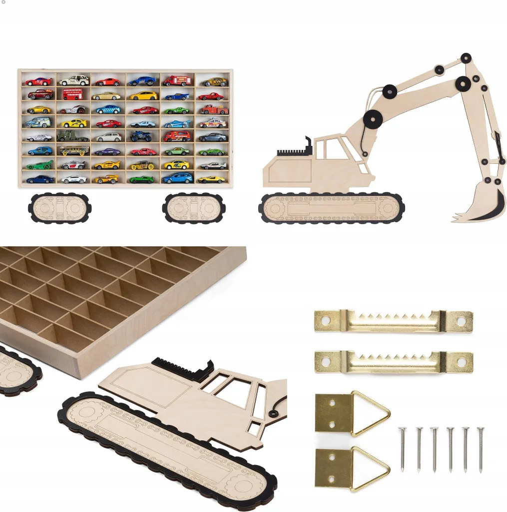 Rangement 48 voitures Hot Wheels robuste avec casiers pour excavateurs