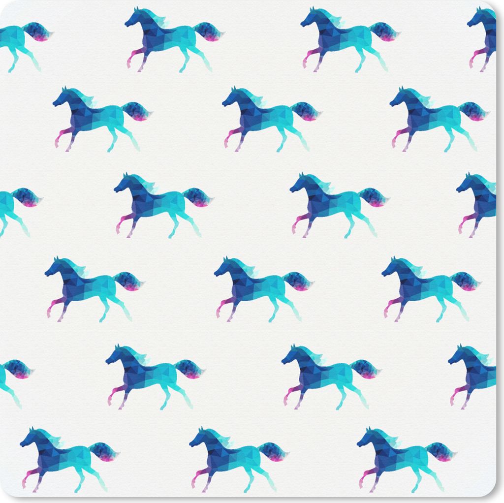 MuchoWow Mauspad Mousepad Mädchen - Pferde - Kristall - Muster - Mädchen - Blau - Kinder - Kind 20x20 cm - Mousepads - Maus Mat - Pad - Mausunt...