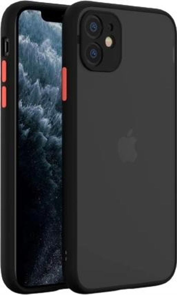Hülle für Apple iPhone 11 mit Kameraschutz, Mattschwarz + Glas