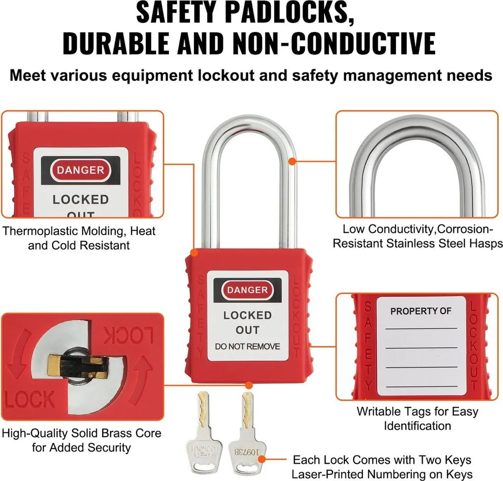 Kit de consignation électrique 59 pièces avec cadenas et moraillons