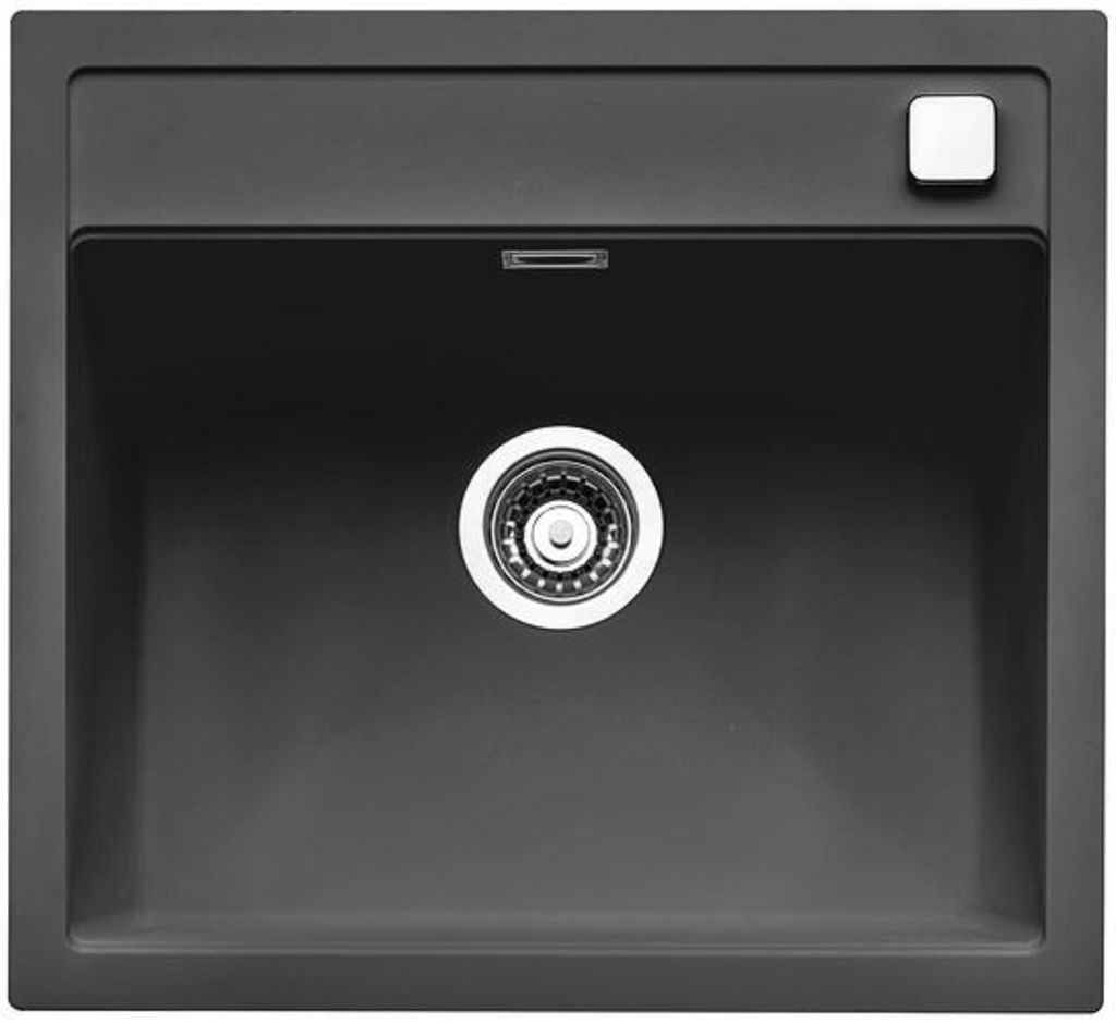 NABER Spüle ANGOLA 56 in LAVA mit Drehexcentergarnitur verchromt / Auflagespüle / Einzelbecken / 60 cm Schrankbreite