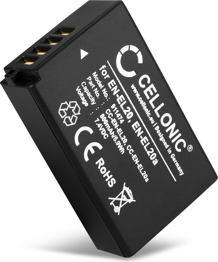 CELLONIC 1x Akku für Kamera Kompatibel mit Nikon CoolPix P1000, Coolpix A, CoolPix P950, EN-EL20a - (800mAh, 7.4V)