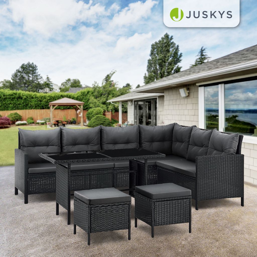 Juskys Polyrattan Lounge Manacor - Sofa, Tisch, Hocker & Produktbild 7