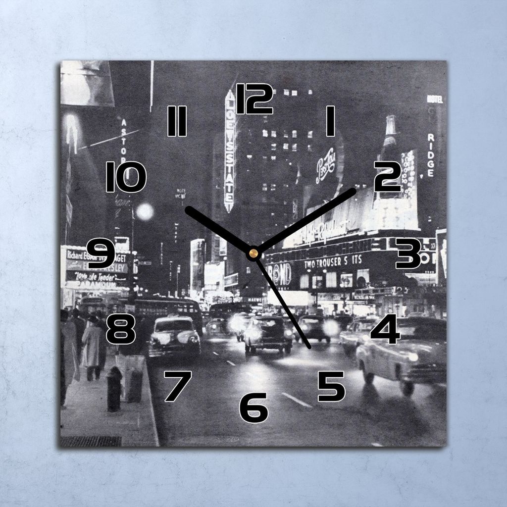 Wanduhr Echt-Glas-Küchenuhr Manhattan Stadtbild Quarz 30x30 Deko Bilder
