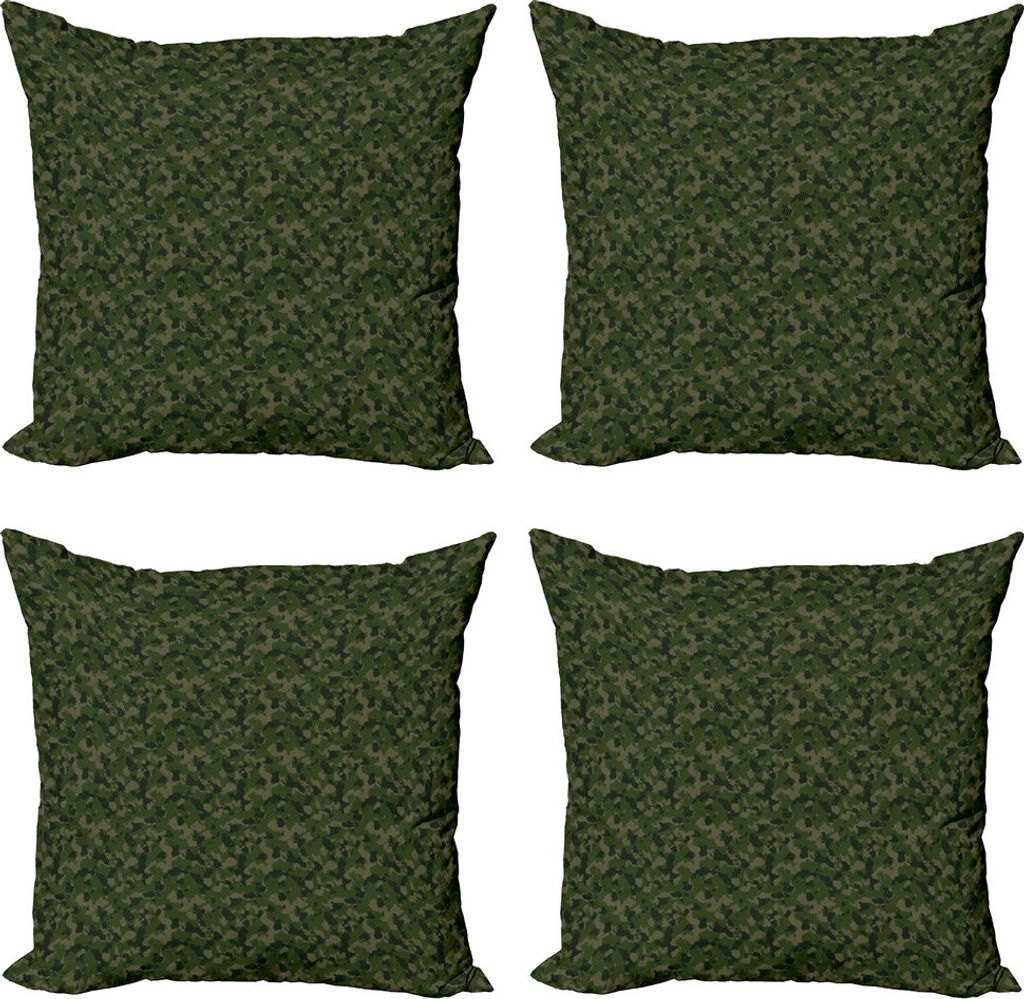 ABAKUHAUS Tarnen Kissenbezug Set (4 Stück), Krieger Mode Camo, Moderner Doppelseitiger Digitaldruck, 40 cm x 40 cm, grün Immergrün