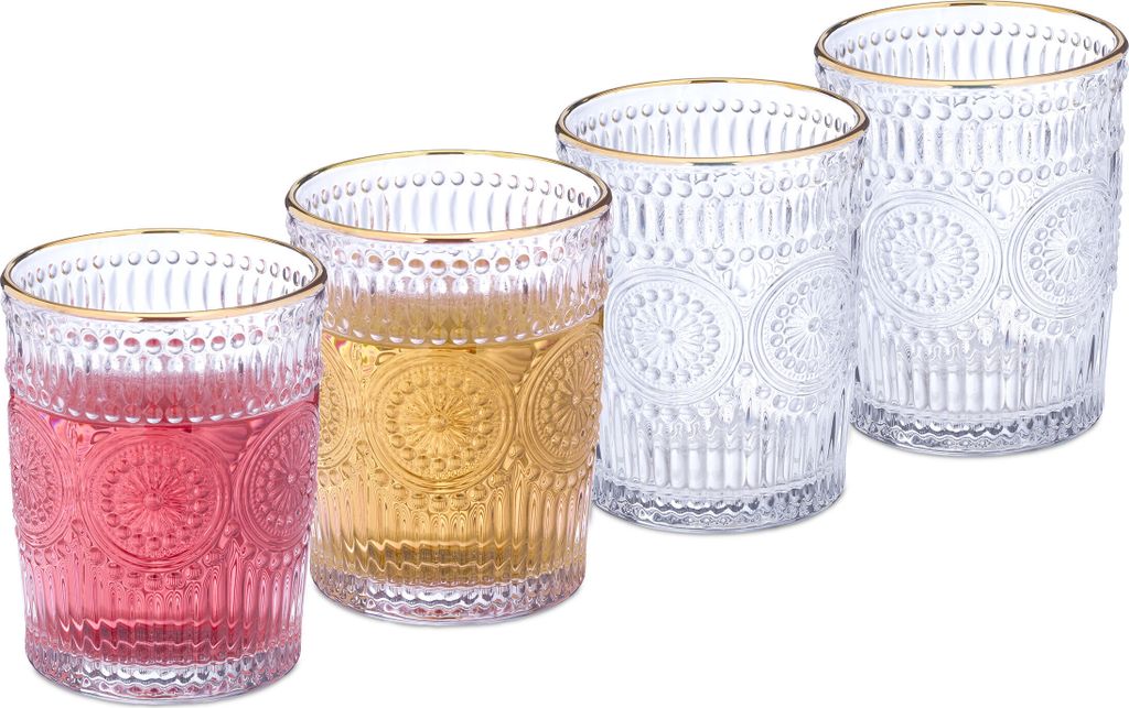 relaxdays Vintage sklenice na pití sada 4 ks 300 ml Obrázek produktu 
