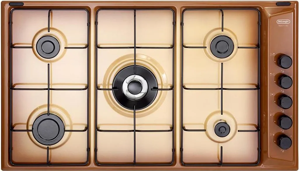 Plaque gaz 5 feux De'Longhi FLT 59 DD cuivre 86 cm avec grille fonte