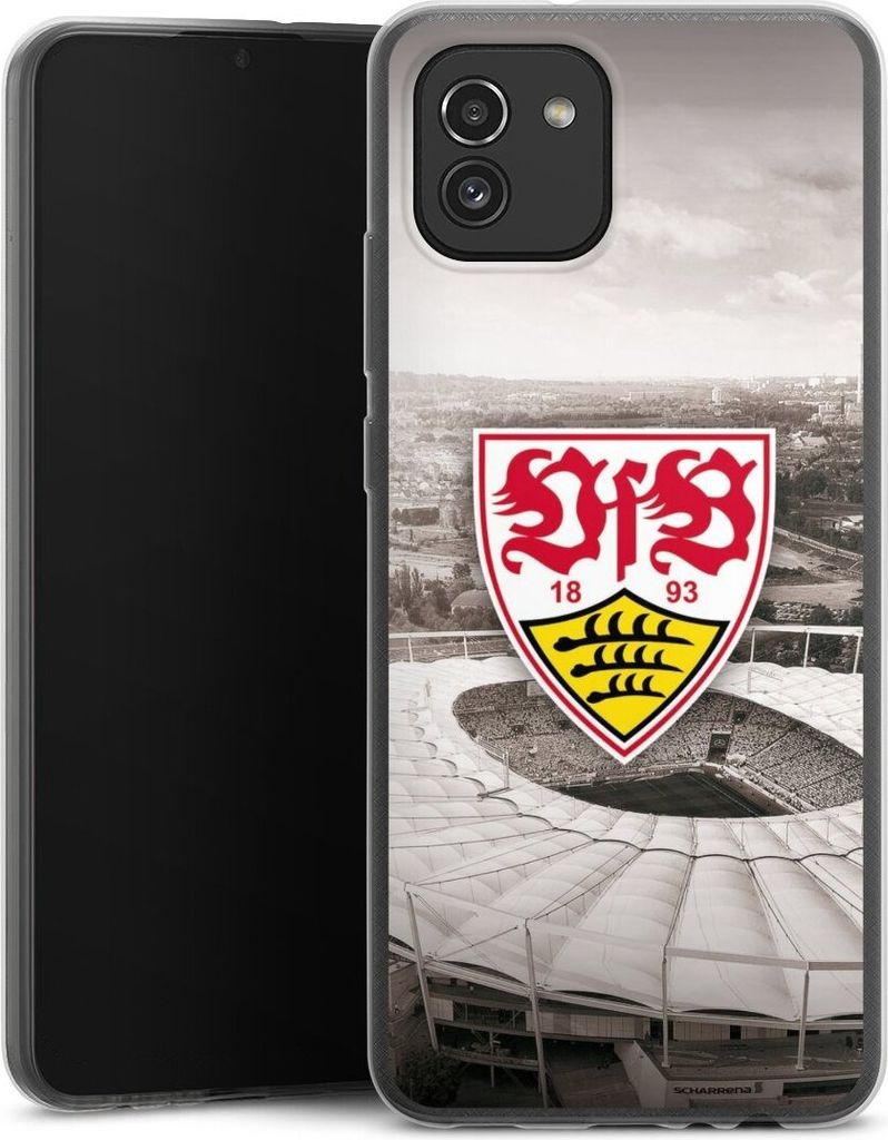 DeinDesign Slim Hülle für Samsung Galaxy A03 Silikon Case Ultra Dünn Handyhülle Offizielles Lizenzprodukt Stadion VfB Stuttgart