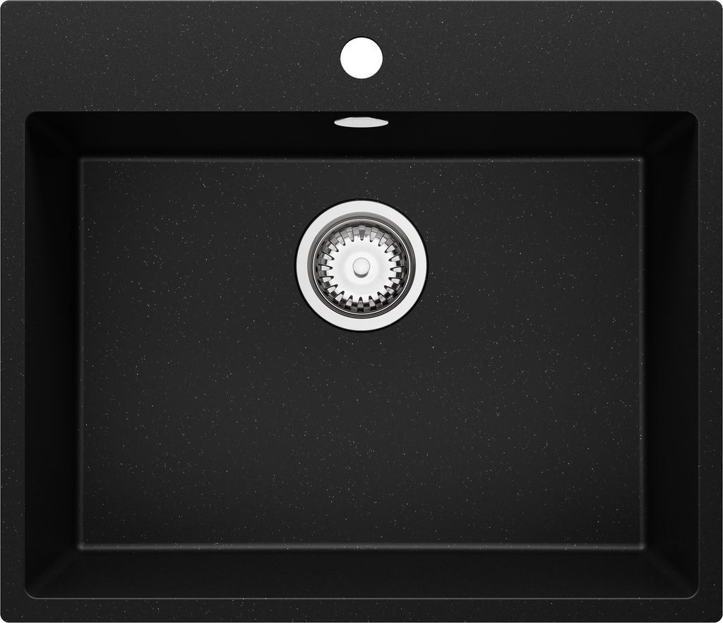 PRIMAGRAN Spülbecken Schwarz Metallic 58x50cm, Granitspüle Produktbild 