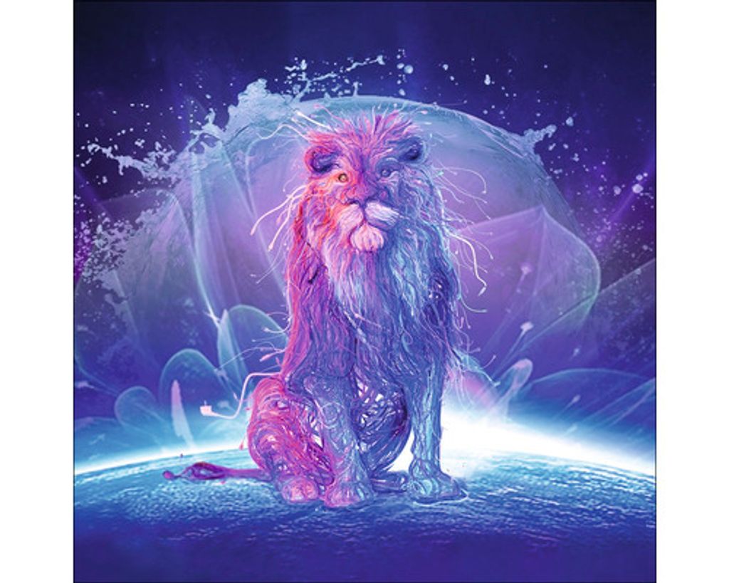 Glasbild Electric Lion 30x30 cm