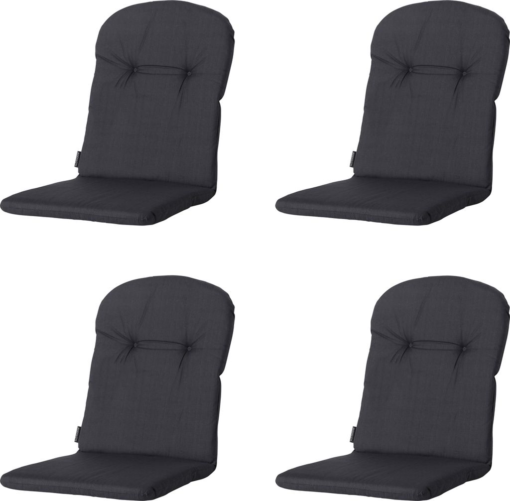 Madison - Schalensitzkissen Hohe Rückenlehne Basic schwarz - Ca. 96x45 cm - 4er-Set