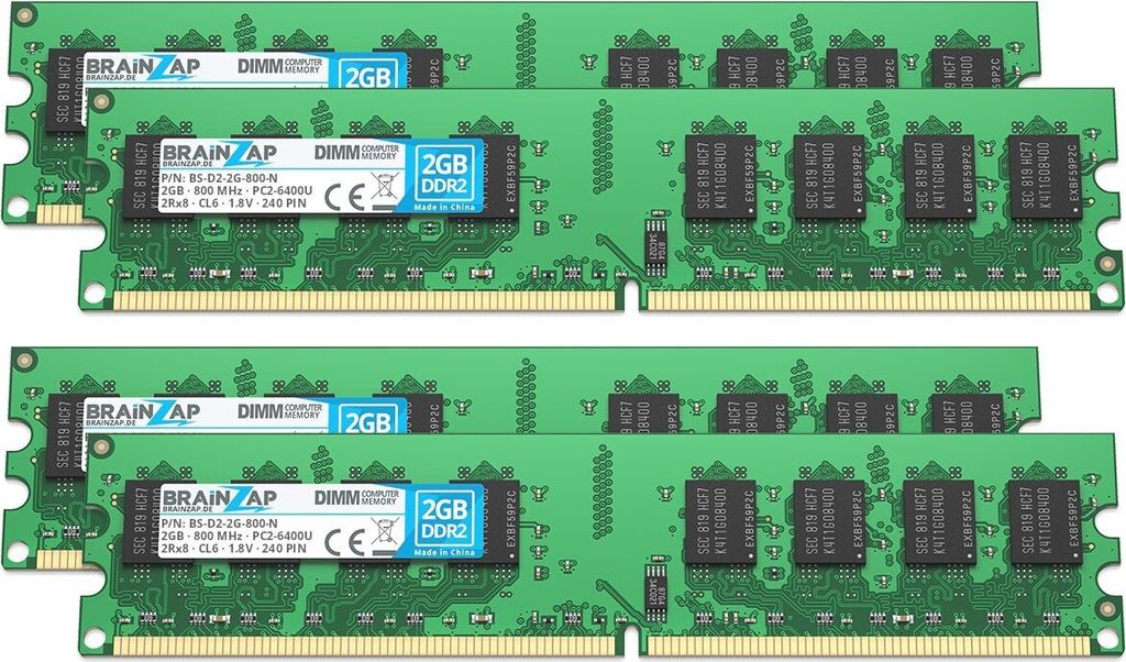 BRAINZAP 8GB DDR2 RAM DIMM PC2-6400U 2Rx8 800 MHz 1.8V CL6 Obrázek produktu 