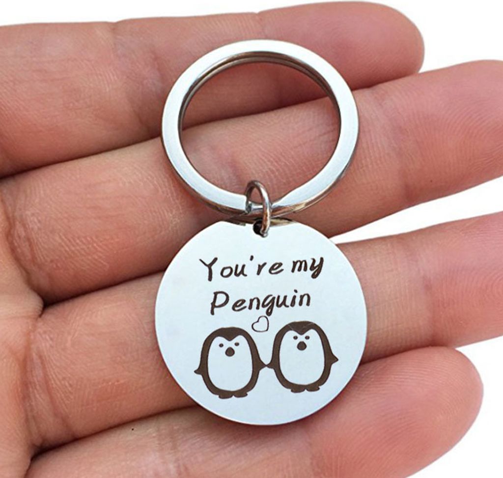 Modischer Edelstahl-Schlüsselanhänger „You Are My Penguin“, Produktbild 