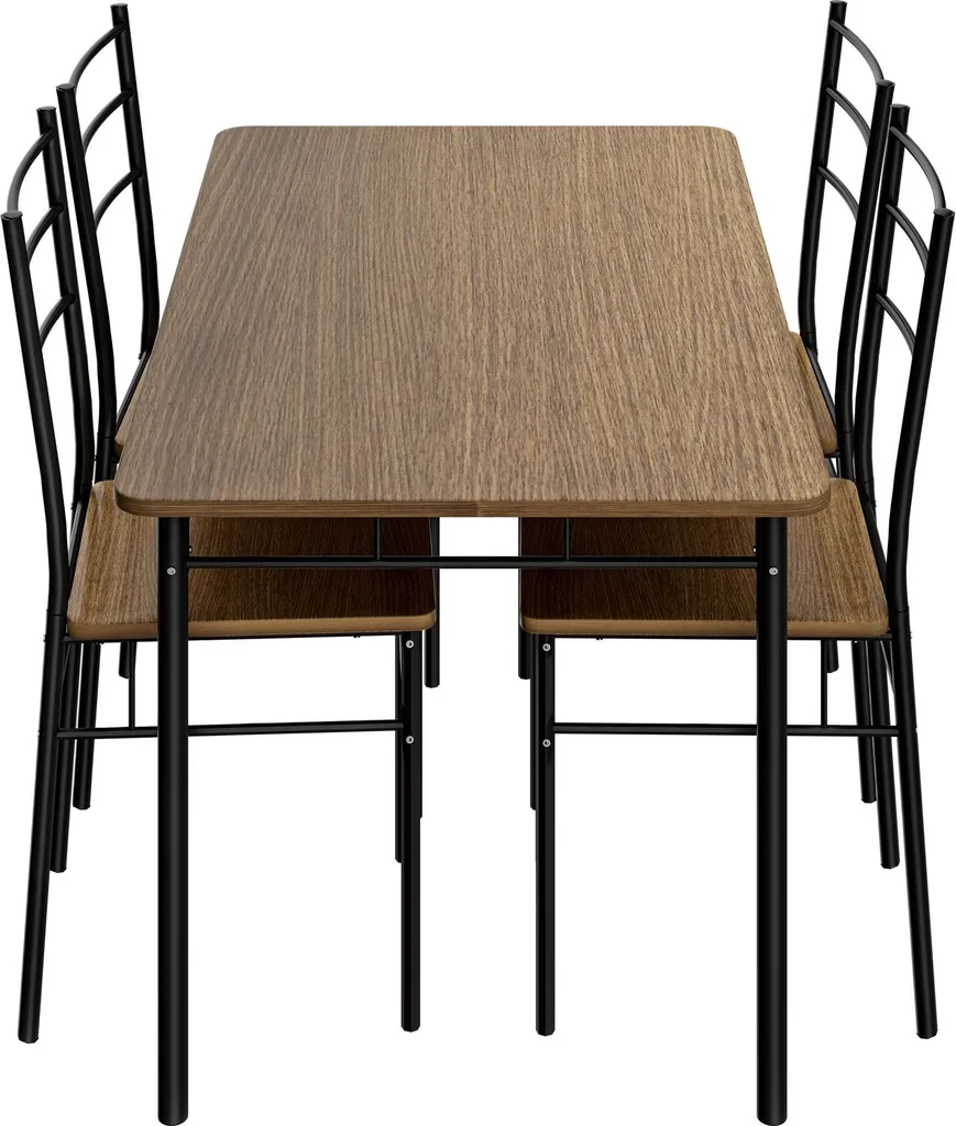 Table à manger et 4 chaises marron design bois pour petit espace