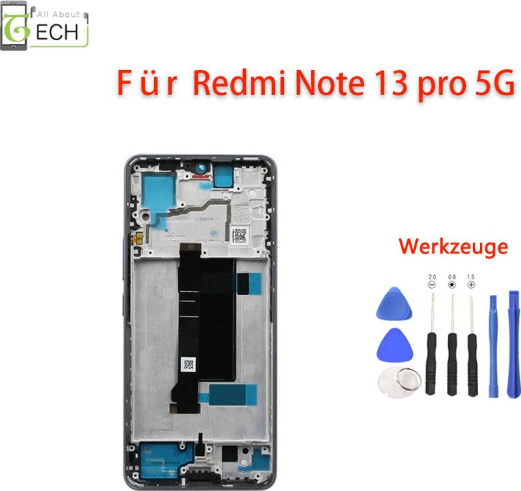 Original Xiaomi Redmi Note 13 Pro 5G MZB0FFWEU LCD Display mit Rahmen Touchscreen Bildschirm