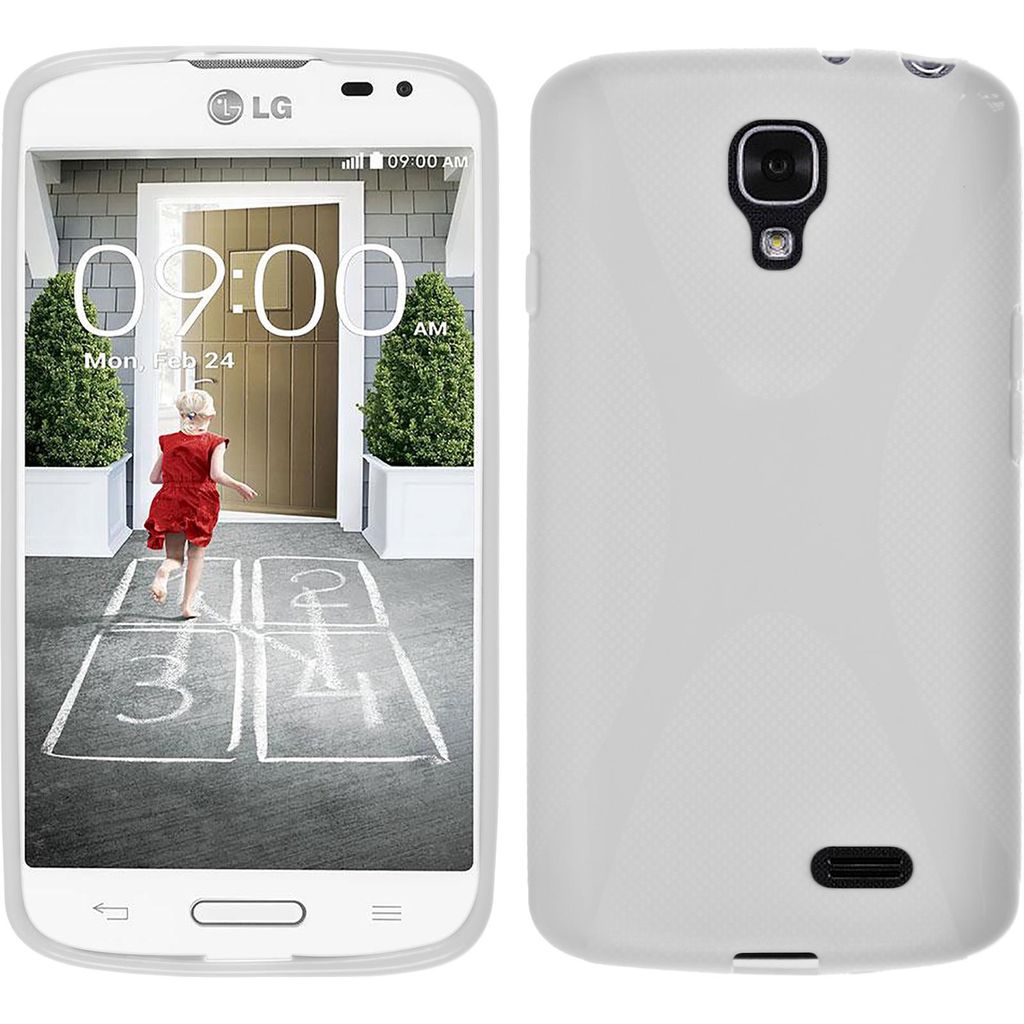 PhoneNatic Case kompatibel mit LG F70 - weiß Silikon Hülle X-Style + 2 Schutzfolien