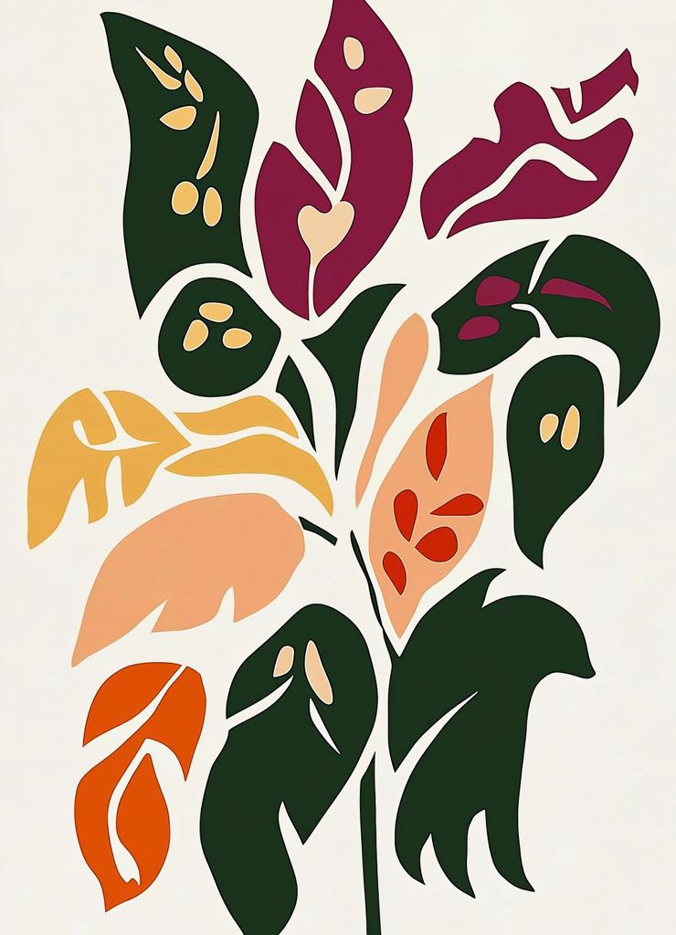 Plakat 13x18cm Pflanzenminimalismus, Skandinavischer Stil, Boho