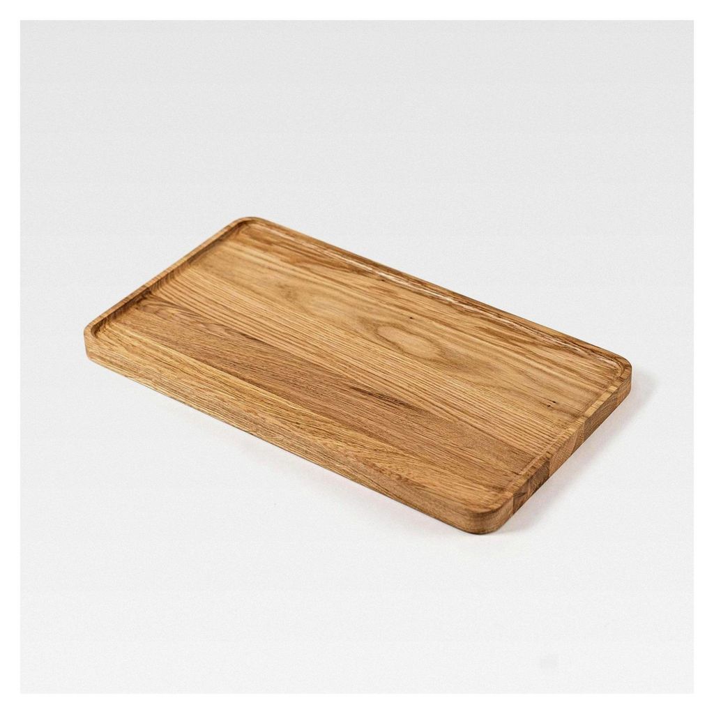 Rechteckiges Holztablett Klein 36x20 cm – Eichen Schreibtisch Organizer für Büro und Zuhause – Stift- und Schlüsselablage, Dekotablett – P...