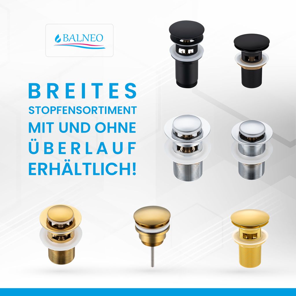 Ablaufgarnitur mit Stopfen ohne Überlauf - L=60mm