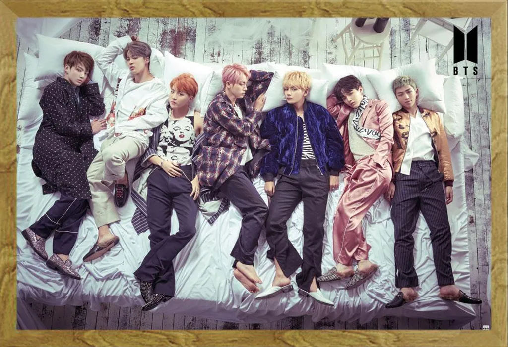 BTS - Poster - Gruppo letto + telaio smontabile, Shinsuke® Maxi MDF rovere, vetro acrilico