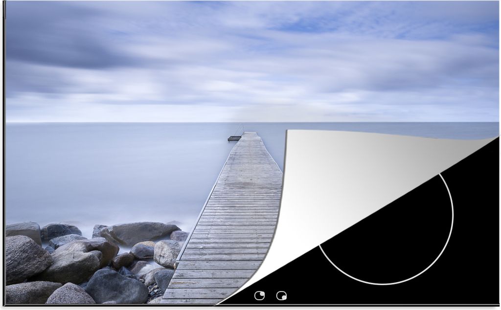 KitchenYeah Herdabdeckplatte Skandinavische Anlegestelle an der Küste Dänemarks , 80x52cm, Küche Deko, Ceranfeld Herdabdeckung, Abdeckplatte f...