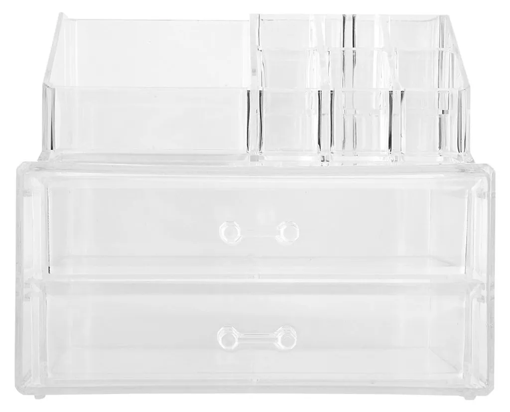 Trousse de toilette transparente à tiroir coulissant et multi-niveaux