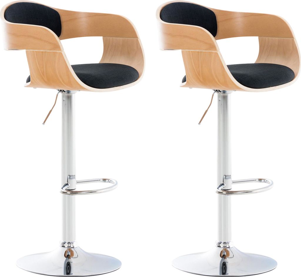 CLP 2er Set Barhocker Kingston Stoff drehbar mit Höhenverstellung Farbe natur/schwarz
