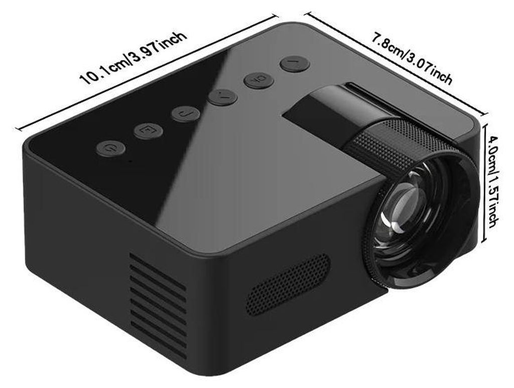 Mini Beamer Projektor - YT100 - Tragbarer WLAN Beamer - Drahtlose Smartphone‐Spiegelung - 254 cm Bild - 1080p - Heimkino - Schwarz