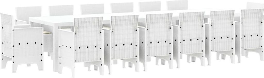 Garten Essgruppe 15 pcs Weiß Polt Rattan