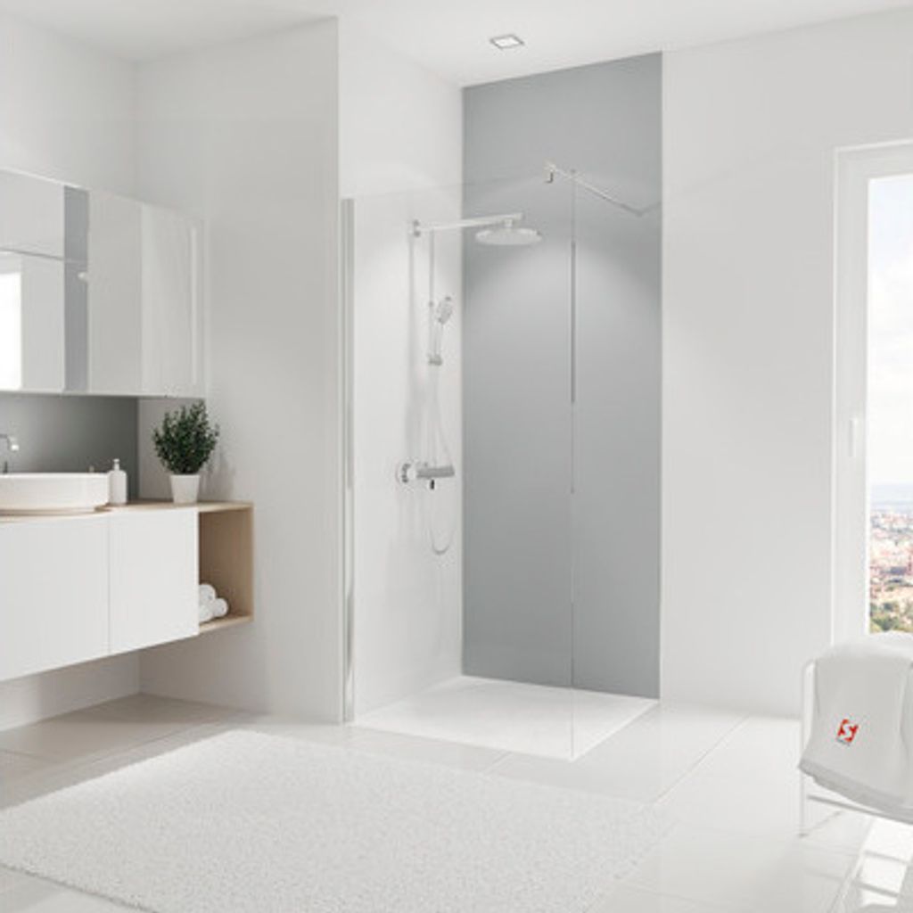 Duschrückwand SCHULTE DecoDesign ExpressPlus Unifarbe hellgrau 255 x 90 cm EP1900918 679