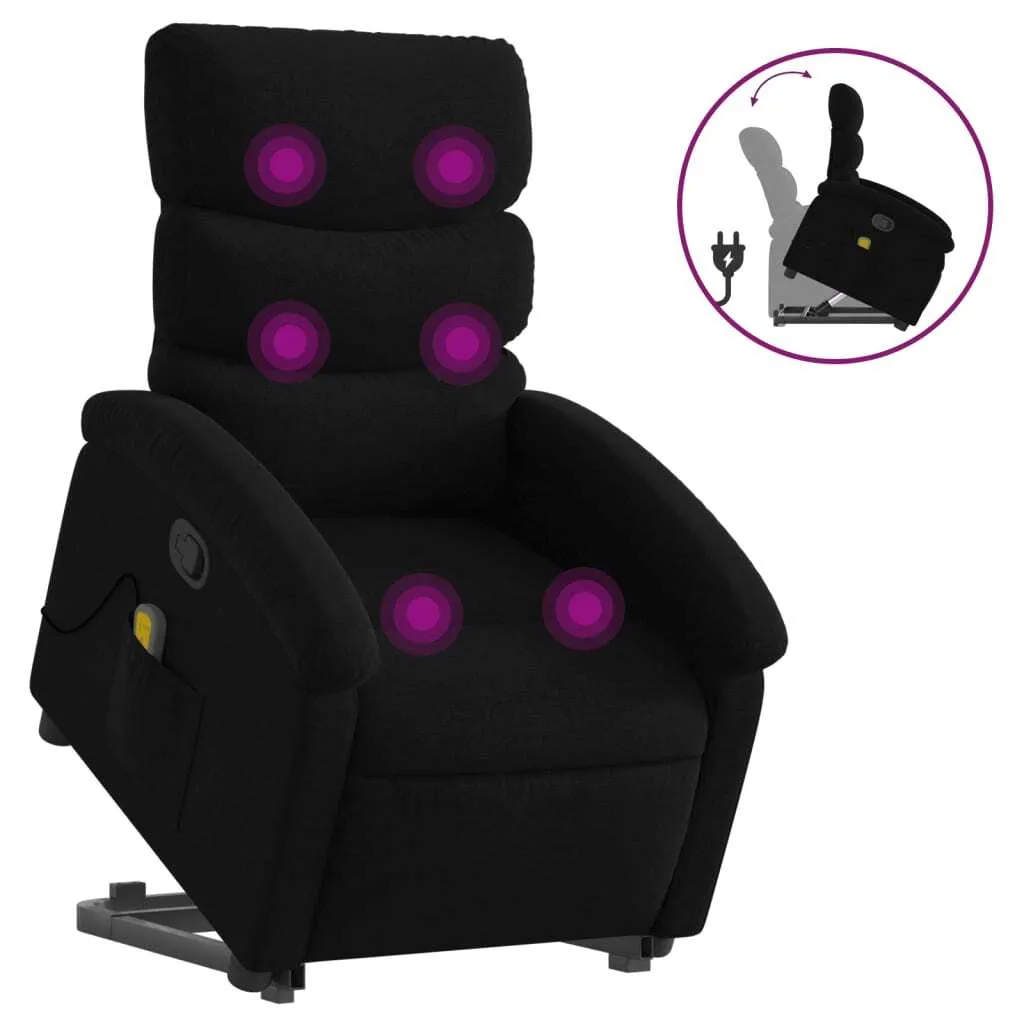 Fauteuil de massage avec releveur noir en tissu - Modèle Confort Zen V2