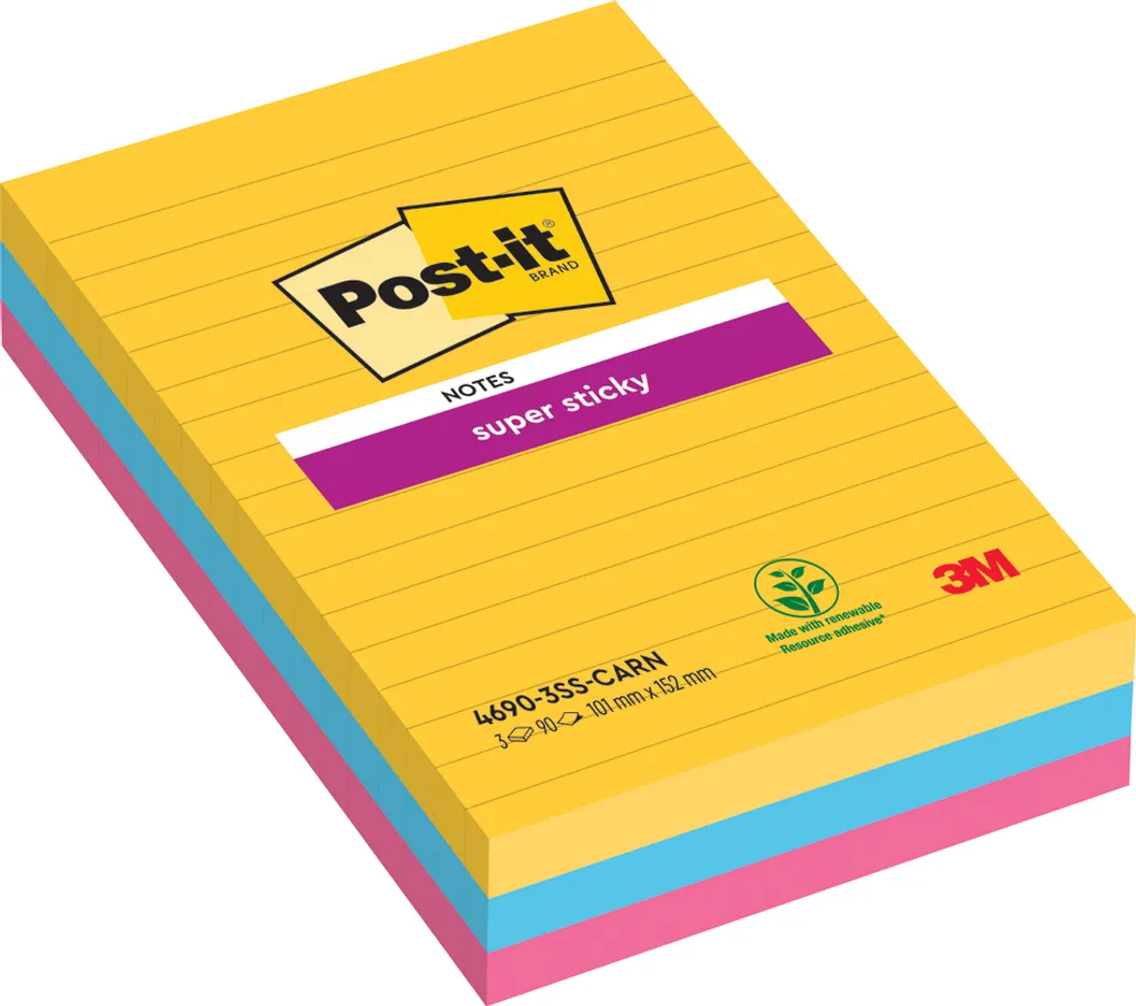 Post-it® Super Sticky Ligné 101x101mm : Ne perdez plus vos notes XL ! - 2