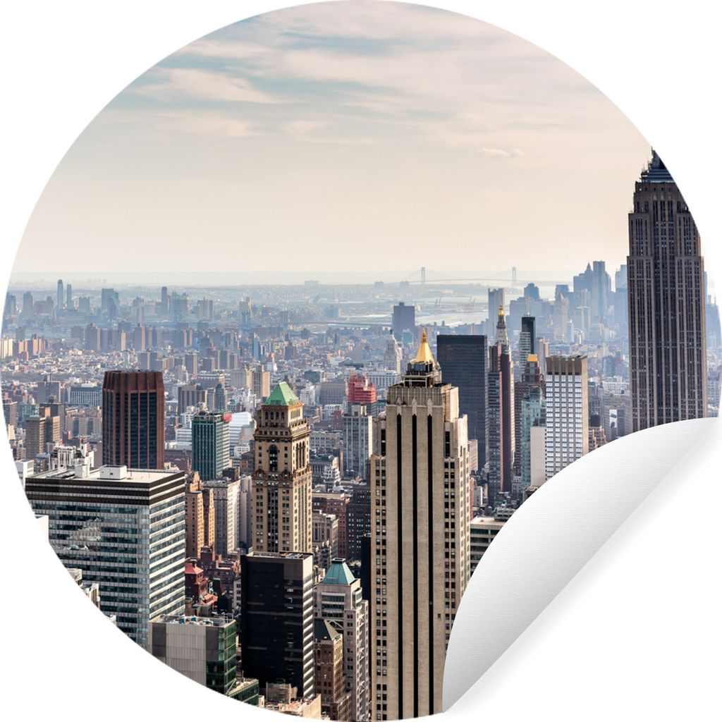 MuchoWow Runde Wandtattoo - Wandsticker Tapete Aufkleber Das New Yorker Empire State Building Ø 80 cm Selbstklebend und Repositionierbar - Wanda...