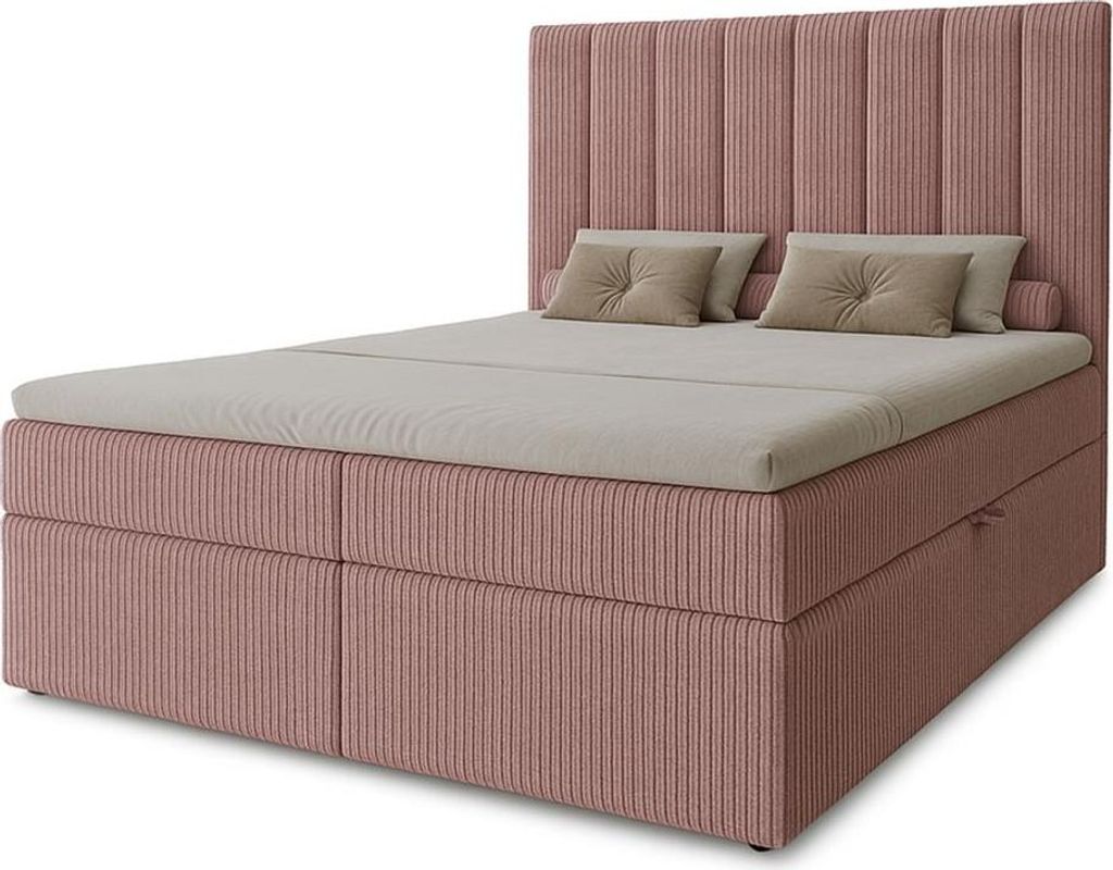 Hotel-Doppelbett 180x200 GRETNA - rosa + GRATIS Matratzenauflage