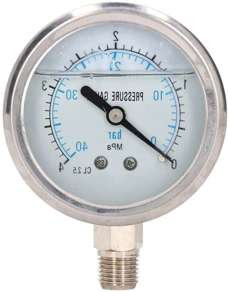 Manomètre à double échelle 0-4 bar raccord 1/4 NPT pour circuit d'eau