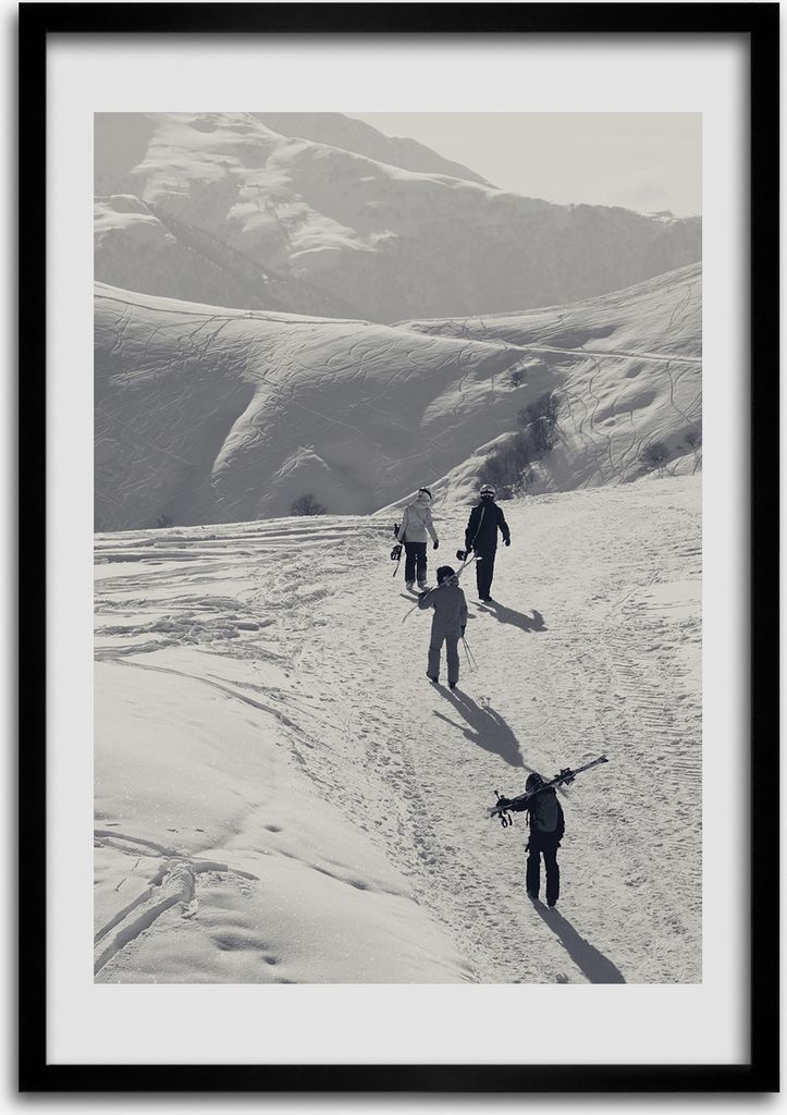 Bild - Bilderrahmen - Foto - 70 cm x 100 cm - MDF - Rahmen - Wandkunst - Skifahrer