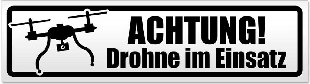 Kiwistar Achtung Drohne im Einsatz Magnetschild Schild magnetisch - 30cm Schwarz - Magnetfolie für Auto PKW Kfz