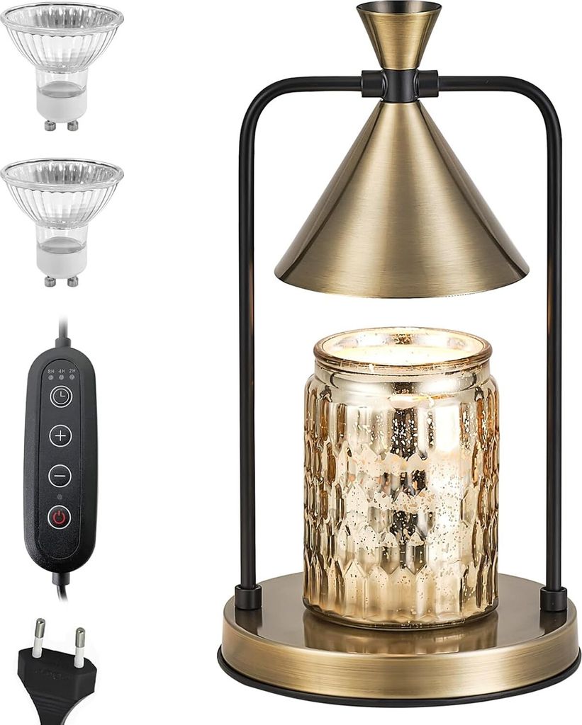 Elektrische Duftlampe mit Timer Kerzenwärmer gold
